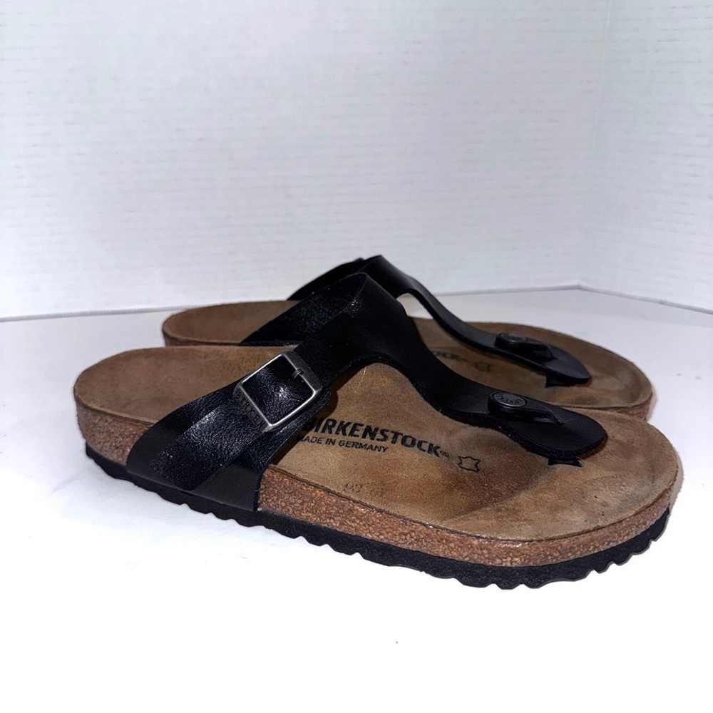 Birkenstock Gizeh Black Birko Flor Sandals 37=6